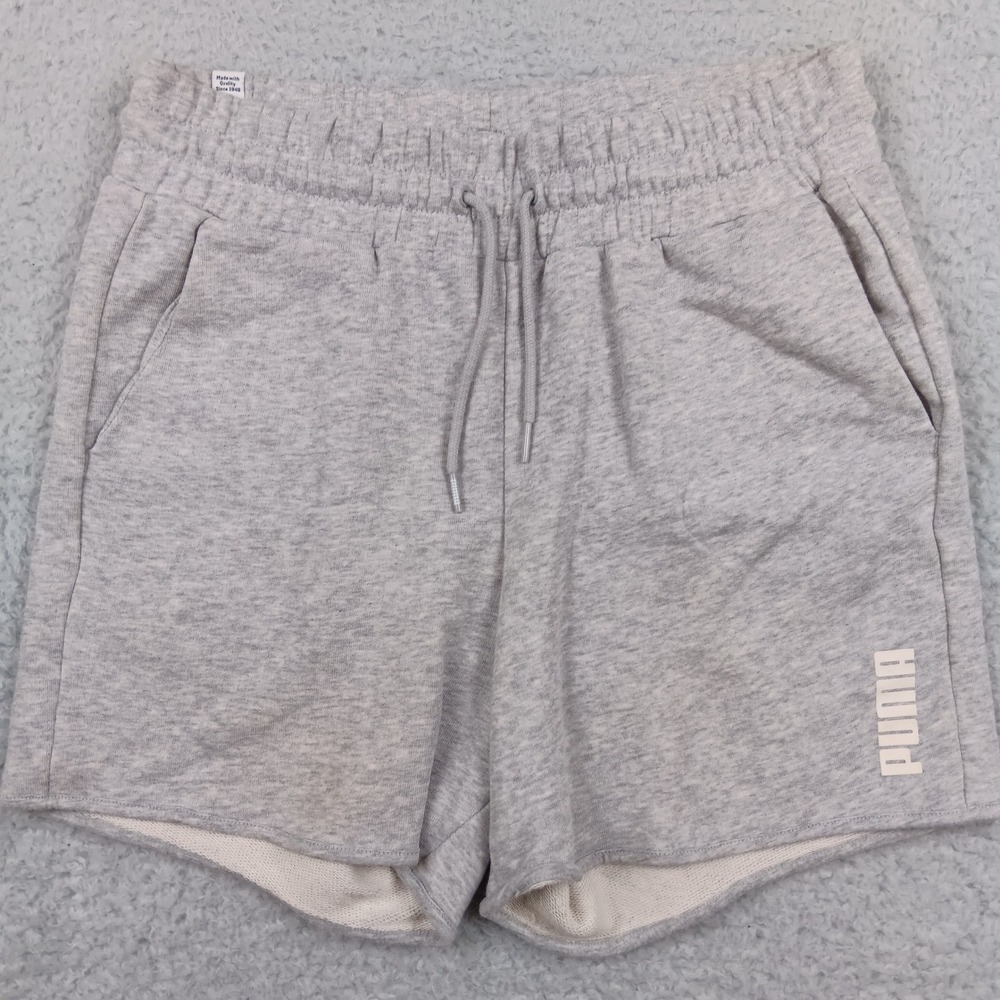 Puma Short French Terry Athletic S Gray Drawstring Pockets 671208-04
